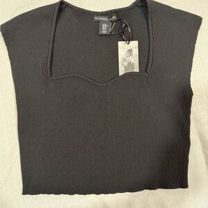 Sincerely Jules Black Ribbed Tank Top-#1143